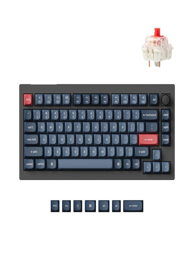 Keychron V1 Max 75% RGB Custom Mechanical Keyboard, 2.4Ghz/Bluetooth 5.1/Wired QMK/VIA Programmable Macro, Hot-Swappable Gateron Jupiter Red Switch Gasket Mount for Mac Windows Linux - Image 1